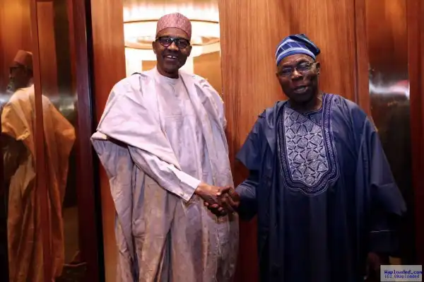 Photos Of President Buhari And Obasanjo After A Closed-door Meeting Today!